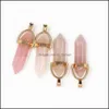 Charmes Pierre naturelle Rose Quartz pilier or pendentif mode guérison charmes pendum collier fabrication de bijoux en gros goutte D Mjfashion Dhoat