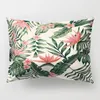 Oreiller plantes vertes couverture en polyester feuilles tropicales fleurs taie d'oreiller douce fraîche pour canapé canapé décor de salon à la maison 30x50 cm