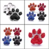 Charms Rhinestone Dog Paw Snap Button Heart Charms Jewelry Findings 18Mm Metal Snaps Buttons Diy Bracelet Jewellery Wholesal Lulubaby Dhagj