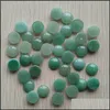 Stone 12Mm Assorted Natural Stone Flat Base Round Cabochon Green Pink Cystal Loose Beads For Necklace Earrings Jewelry Clo Lulubaby Dhh2G