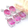 Pendant Necklaces MIX 5 PCS Xmas Gifts Big Offer Oval Square Bi Colored Pink Tourmaline Gemstone Pendants