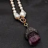 Colares pendentes de água doce pérola branca keshi colar rosa quartzo cz pave buda para mulheres presente