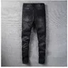 Jeans de diseñador para hombres High Elastics Ancises Reped Slim Fit Motorcycle Biker Denim para hombres Pantalones negros de moda#030