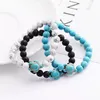 Charm Bracelets Trendy 8Mm Black Lava Stone Turquoise Bead Sea Turtle Cross Bracelet Some Essential Oil Diffuser For Wom Dhseller2010 Dhwep