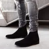 Erkekler Chelsea Boots Black Flock iş el yapımı erkek ayakkabı ayak bileği moda moda düşük topuk üzerinde