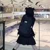 Kawaii ayı kulaklar kapüşonlu kadınlar siyah panda baskı fermuarlı sweatshirt asya tarzı sonbahar 2022 moda fermuarlı sevimli kpop giysileri