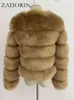 Frauen pelz Faux Pelz Zadorin Langarm Faux Winter Mode Dicke Warme s Oberbekleidung Gefälschte Pelzmantel Frauen Kleidung L220829