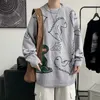 Erkek kazakları sonbahar süveter erkekler örme jumperlar anime dinozor sweatcoat moda nedensel sokak kıyafetleri üst örgü kazaklar erkek 220829