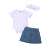 Ensembles de vêtements 6-24M né enfant bébé fille automne vêtements ensemble à manches longues body haut Denim jupe robe élégant mignon coton tenue