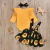 Clothing Sets Baby Girls Sunflower Floral Romper Toddler Bib Dress Born Headband Outfits Girl Sundress Clothes Set