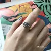 Alyans Bohem Vintage Gümüş Renk Ayçiçeği Kadınlar İçin Bijoux Moda Ayarlanabilir Boy Boyun Anillo Mujer