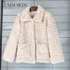 FULHO FULO Zadorin Moda coreana Solid Winter Lapela Collar Animação de peles de coelho de coelho