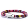 Bracelets de charme Bohemain Braclet magn￩tique de couleur farbique ethnique Bohemain 6 mm Farbic pour hommes