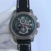 Mens Sport Watch японская Quartz Movement Chronograph Черные наручные часы титановые ракушка UHR Кожаный ремешок Hanbelson244L