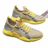 2022 Sapatos casuais preto verde branco e amarelo pele S519 Sapatos masculinos faca de malha esportiva masculina t￪nis planos zapatillas sude scarpe