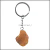 Keychains Natural Rough Stone Quartz Keychain Ring For Women Men Handbag Hangle Car Key Holder Mineral Keyring Jewelry Drop De Sport1 Dhuam