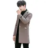 Mäns trenchrockar 19 Woolen Coat Korean version av självodling långärmad mäns avslappnad fast färgtrend stilig