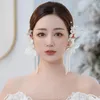 ぶら下がりイヤリング白い花花柄の手作りの手作りの結婚式のための花嫁アクセサリー女性ガールパーティーイブニングドレスジュエリー