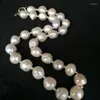 Kedjor kasumi barock pärla natur vit 12-13,5 mm elegant nelace 46 cm hög glans