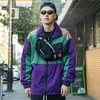 Mens jaquetas homens hip hop streetwear jaqueta casaco retro cor bloco retalhos harajuku jaqueta windbreaker oversized track jaqueta bolso outono 220829