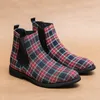 Canvas British Boots Retro Plaid Classic Slip-on Fashion Casual Street Party Everyftic All-match Men Shoes AD002 9463