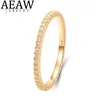 Wedding Rings Female Ring Solid 14K Yellow Gold Micro Pave Wedding Band Rings for Women Bridal Party Jewelry Gift 220829