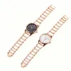 Top Ladies Quartz Watch Gold Stal Stael Rhinestone Fashion Women Casual Dial Bransoletka Bransoletka na rękę Orologio di Lusso Color1