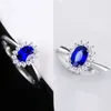 Solitaire Ring Wedding Rings Genuine 05ct AAA Natural Sapphire Ring 016ctw Real Diamond 14Kt White Gold Simple Design for Girl Birthday Wholesale Jewelry