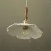 Lampy wiszące nowoczesne ceramiczne światła LED vintage Lotus lampa sypialnia sypialnia nocna bar mosiężna orzech hanglamp