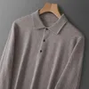 Herrtröjor Cashmere Lapel Shirts Vår Höst Pullovers Stickade Varma Toppar Herr 100 Ull POLO Stor Stl 220829