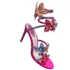 Fashion flower Sandals for women Rene caovilla Serpentine Narrow Band high heeled shoe designers Crystal Rhinestone decoration sti5181697