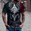 Herr t-skjortor 2022 street mode t-shirt män kortärmad lös tshirt aztec mexico tatuering 3d tryck smal rund hals spo2272