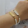 Link Armbänder Geburtsjahr Armband für Frauen Freunde minimalistische Nachahmung Perlenschmuck Edelstahl Charms Femme