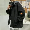 Herren Jacken Mit Kapuze Cargo Jacken Männer Herbst Gefälschte Zwei Stücke Zipper Mäntel College Oversize Baggy Streetwear Ins Baseball Windjacke Klassisch 220829