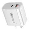 Chargeurs domestiques PD 18W Double port A C Charge rapide QC3.0 Type-C Chargeur rapide Port USB C Tête de charge standard américaine