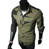 Camisas casuais masculinas primavera homens emendando camisa de manga longa vestido roupas masculina hombre 3xl339c