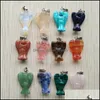 Charms Carved Angel Charms Chakra Stone Pendant Healing Crystal Hangings Fashion Jewelry Making Wholesale Drop Delivery Dhseller2010 Dhsr0