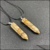 Collane con ciondolo Reiki Healing Stone Pendolo Punto esagonale Ciondolo Energia Ametista Occhio di tigre Quarzo Cristallo Pilastro Corda Cha Mjfashion Dh8M1