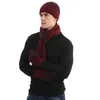 Écharpes Bérets 3pcs hiver unisexe femmes hommes tricotés gants longs écharpe et bonnets casquette chapeau de ski en plein air mitaines course garder des ensembles chauds