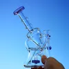 Vert violet coloré narguilés pomme de douche Perc 7 pouces conduites d'eau épais Pyrex verre Bongs Sidecar Recycler 14mm femelle Joint Dab Rigs avec bol XL-1972