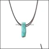 Colares pendentes cura Irregar Stone Rec Crystal Quartz Opal Pingente Calhas de couro para homens Mulheres Fash DHSELLER2010 DHQLB