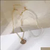 Pendant Necklaces Double Layer Pearl Shell Choker Necklace For Women Bohemia Summer Vacation Beach Scallop Necklaces Oce Dhseller2010 Dhyef