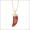 Pendant Necklaces New Vintage Quartz Crystal Necklace Pendant For Women Gold Chain Natural Stone Amethyst Necklaces Pe Dhseller2010 Dhfza