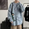 Erkek kazakları sonbahar süveter erkekler örme jumperlar anime dinozor sweatcoat moda nedensel sokak kıyafetleri üst örgü kazaklar erkek 220829