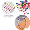 Bedelarmbanden mticolor kwade oogarmband set zomer strand sieraden regenboog zachte polymeer klei schijf elastische armbanden voor dhseller2010 dhbty