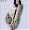 Kvinnors päls 2020 Nya varumärkeskvinnor Winter Rabbit 4 färger Sticking Real Fur Coat L220829