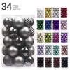 Dekoracja imprezowa 34PCS/SET KALI ŚWIĘTEK KALICY Wisij Choinka 4 cm Kolorowe Wesołych 2022 Home Ball Hanging Decor Prezent