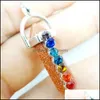 Charms Sier Gold Metal 7 Chakra Stone Pillar Pendum Charms Hexagonal Prism Healing Crystal Reiki Point Pendants For Neck Dhseller2010 Dhfi4