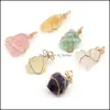 Colliers de pendentif Irregar Wire envelopp￩ Pendant Pierre naturel Stone gu￩rison cristal Amethyst Pendentine Diy Collier Femme Gif Mjfashion Dhkos