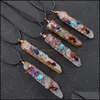 Pendant Necklaces Irregar Crystal Pillar Necklace Reiki Healing Seven Chakra Beads Energy Pendant Charms Necklaces Pendum A Mjfashion Dha4S